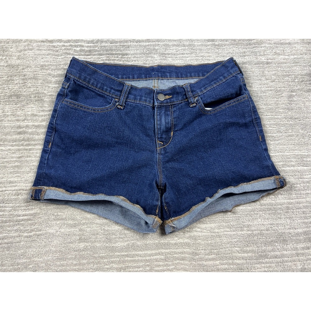Old Navy Shorts Womens‎ 4 Blue Dark Wash Denim Jean Cotton Blend Cuffed